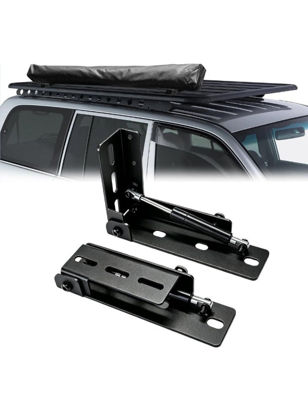 2 Pack Foldable Steel Awning Mount Brackets for Roof Rack - Durable & Versatile